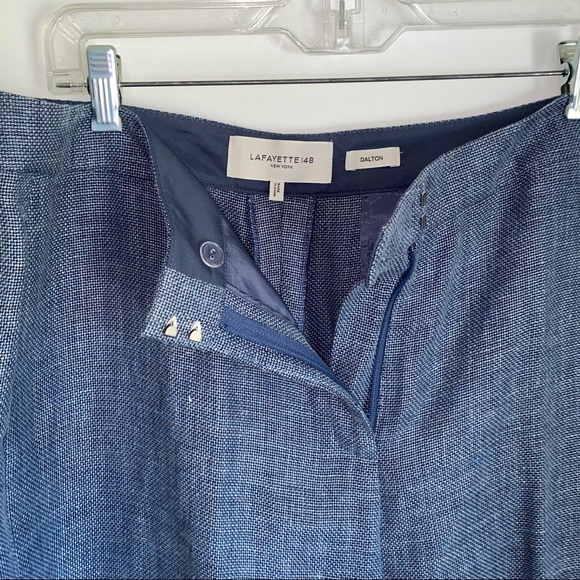 2Pc Lafayette 148 Conall Jacket and Dalton Wide Leg Pants Linen Blend Bluestone - Picture 15 of 16